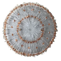 Scultura da parete in rame e vetro trasparente Raggio Rame