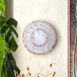 Scultura da parete in rame e vetro trasparente Raggio Rame