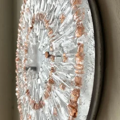 Scultura da parete in rame e vetro trasparente Raggio Rame