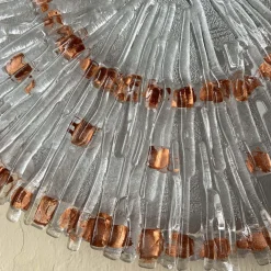 Scultura da parete in rame e vetro trasparente Raggio Rame