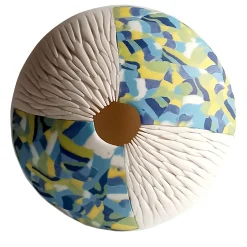 SCULTURA DA PARETE IN RICCIO DI MARE - BLU, BIANCO, GIALLO