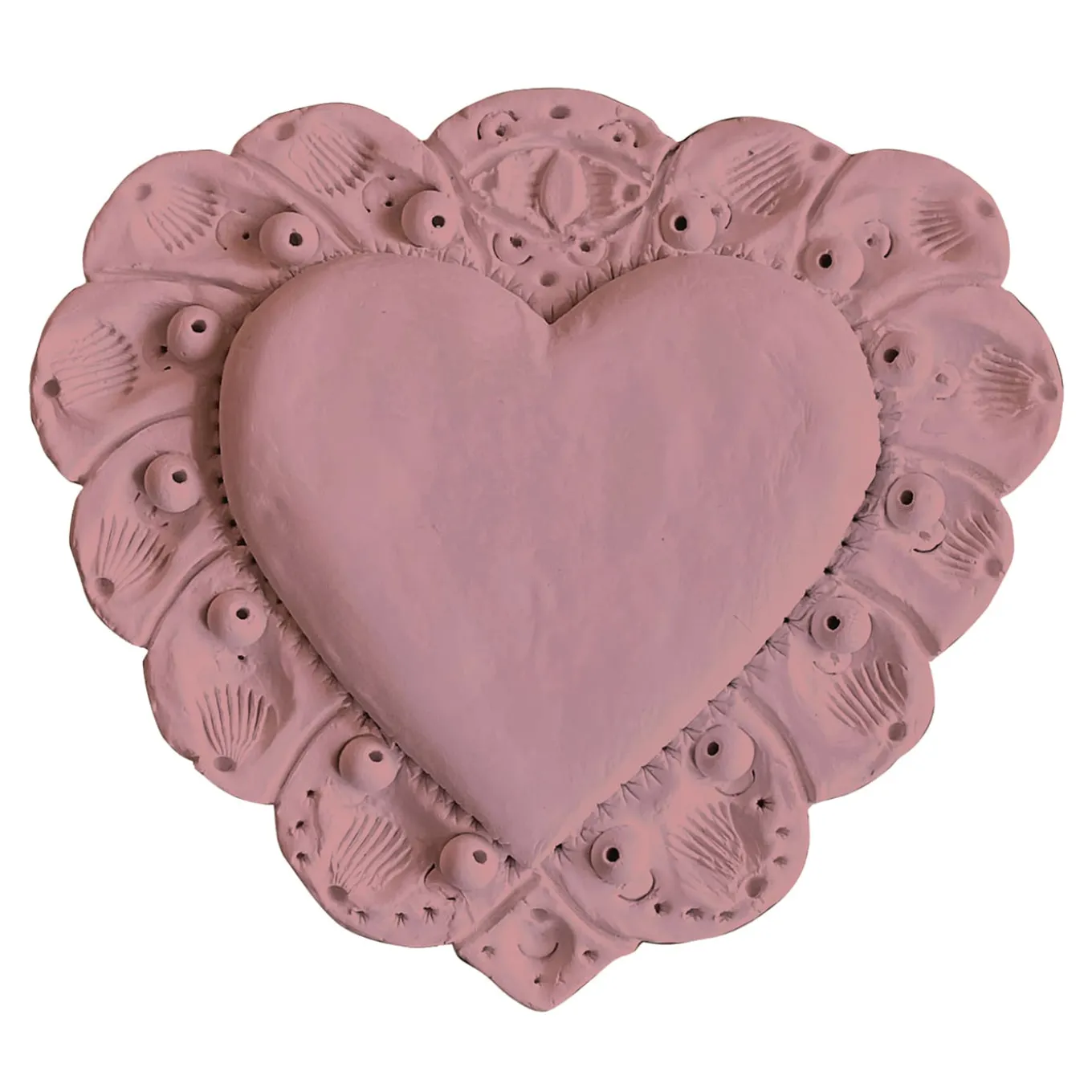 Scultura Da Parete Milagros Cuore Sacro In Gesso Rosa