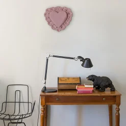 Scultura Da Parete Milagros Cuore Sacro In Gesso Rosa