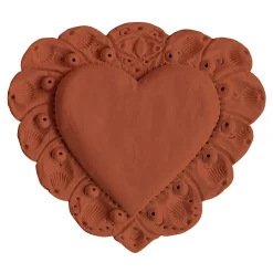 Scultura Da Parete Milagros Cuore Sacro In Gesso Terracotta