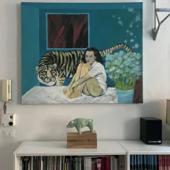 Scultura di bufalo verde