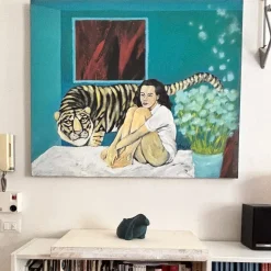 Scultura di iguana verde