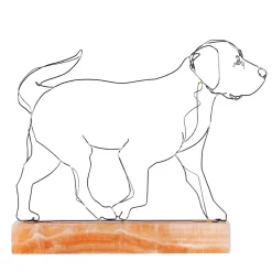 Scultura di Labrador in Passeggiata su Base in Onice Cappuccino