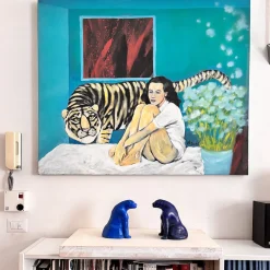 Scultura di pantera blu navy