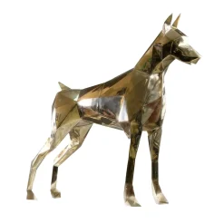 Scultura Doberman in bronzo spazzolato