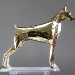 Scultura Doberman in bronzo spazzolato