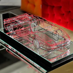 Scultura Ferrari in filo metallico