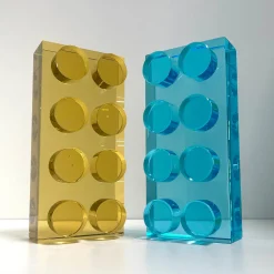 Scultura in cristallo giallo Brick realizzata a mano