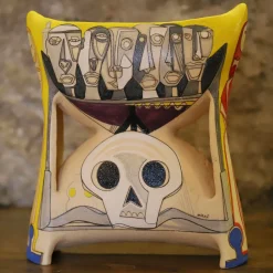 Scultura in maiolica Migranti