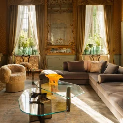 Scultura in vetro di Murano con goccia d'oro