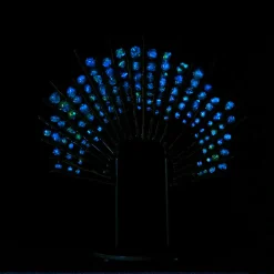 Scultura in vetro e metallo verde Pavone