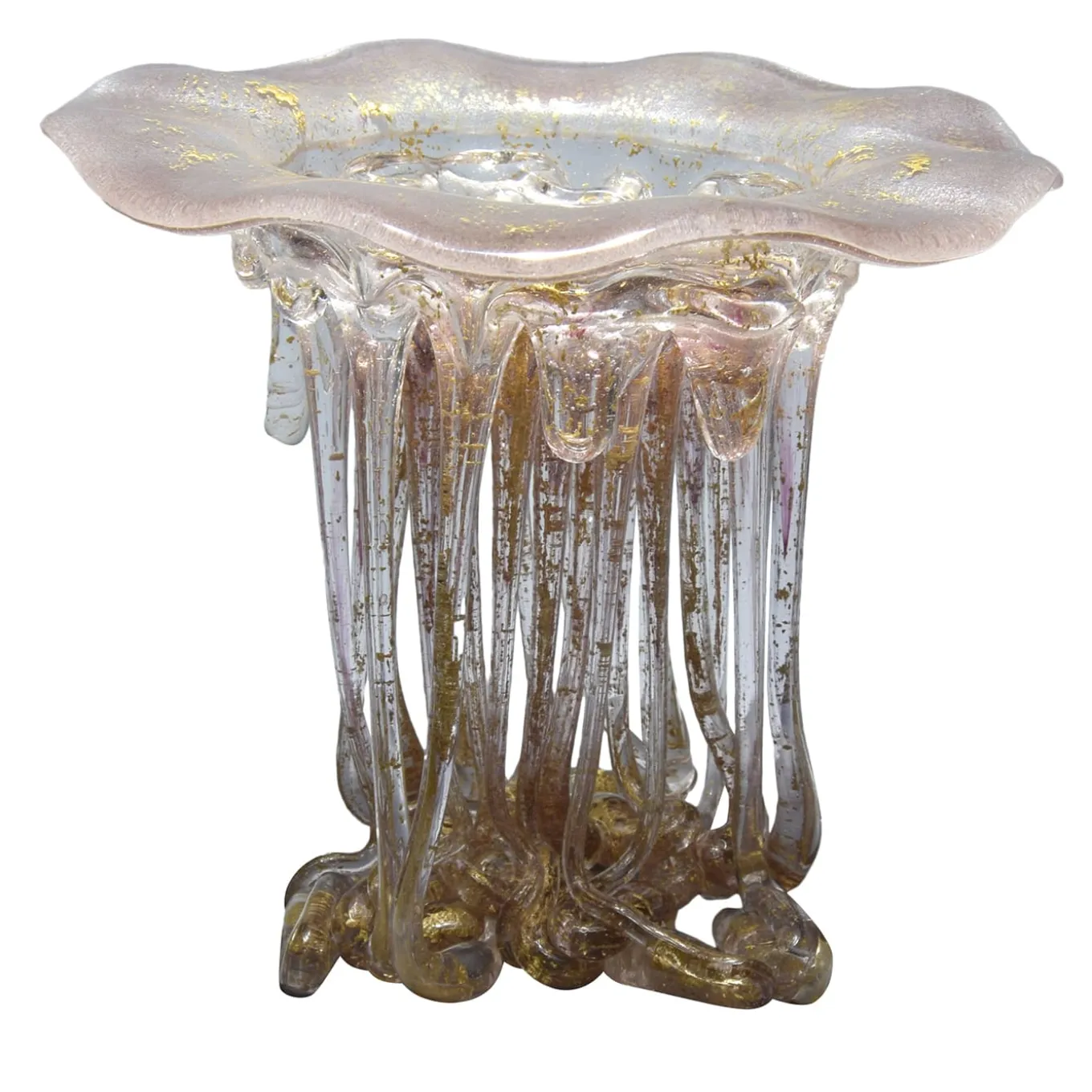 Scultura in Vetro Rosa Chiaro e Oro