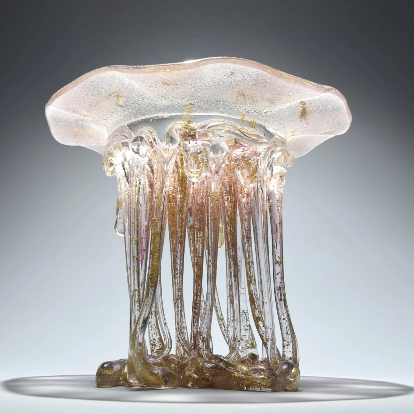 Scultura in Vetro Rosa Chiaro e Oro