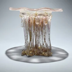 Scultura in Vetro Rosa Chiaro e Oro