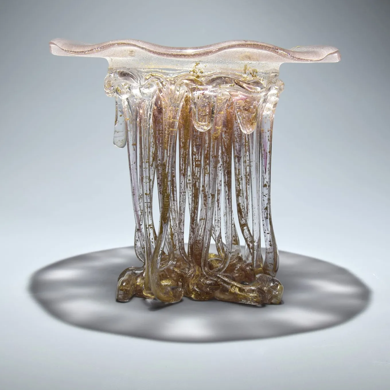 Scultura in Vetro Rosa Chiaro e Oro