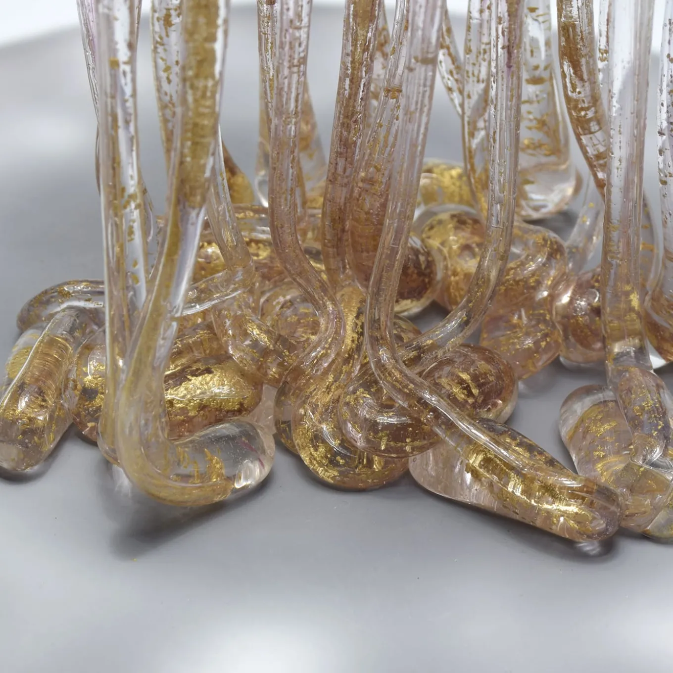 Scultura in Vetro Rosa Chiaro e Oro