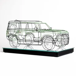 Scultura Land Rover in filo metallico