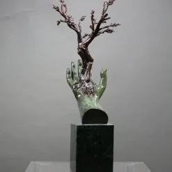 Scultura Mano Albero in bronzo