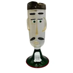 Scultura policroma antropomorfa Faccia Uomo