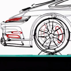 Scultura Porsche in filo metallico