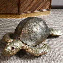 Scultura Tartaruga Grande in Ottone