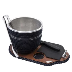 Secchiello per ghiaccio blu con base, pinze e coltello