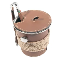 Secchiello per ghiaccio in acciaio beige di ispirazione nautica con pinze