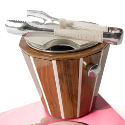 Secchiello per ghiaccio LD in teak con coperchio e pinze