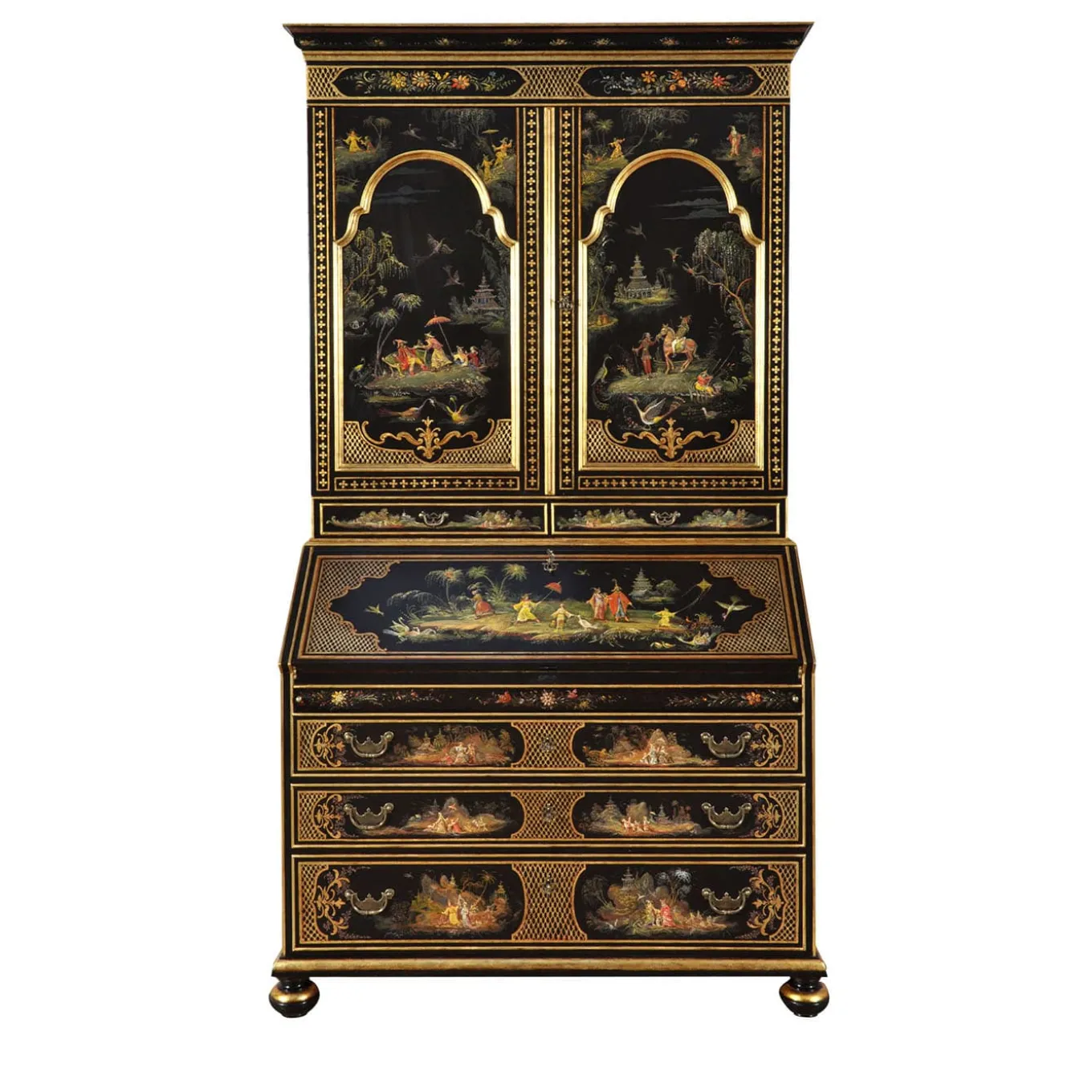 Secretaire nero stile veneziano Venezia '700 Chinoiserie
