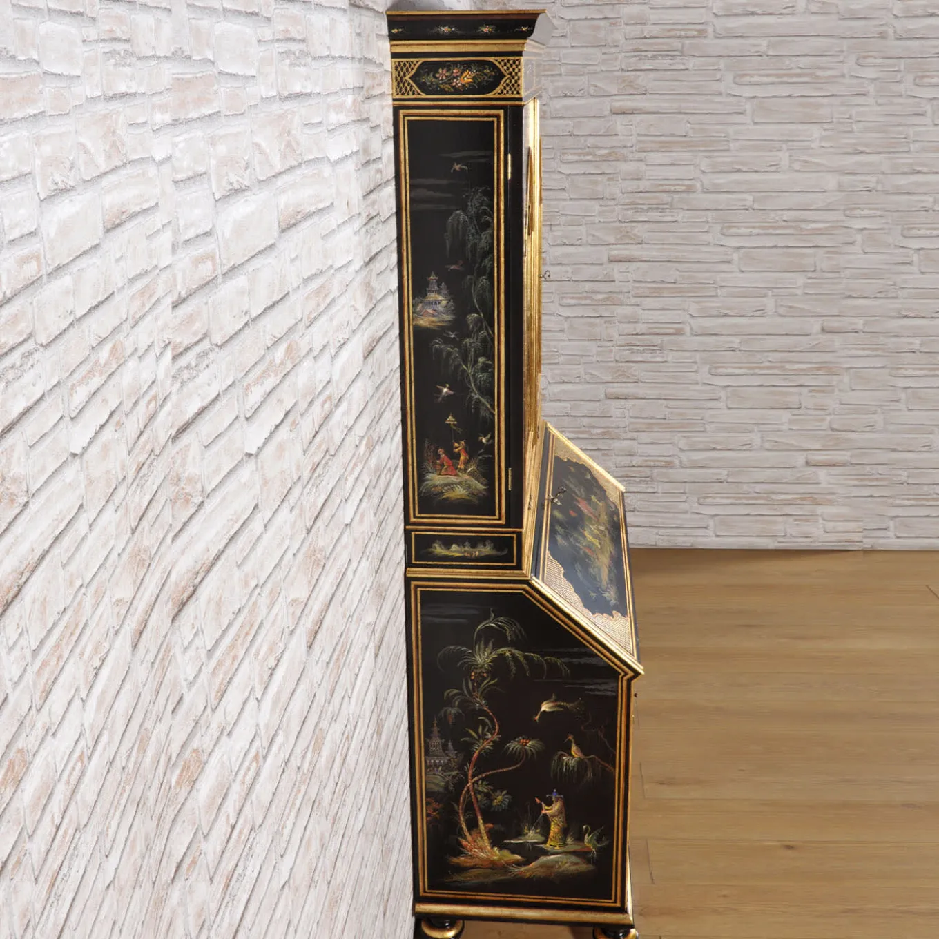 Secretaire nero stile veneziano Venezia '700 Chinoiserie