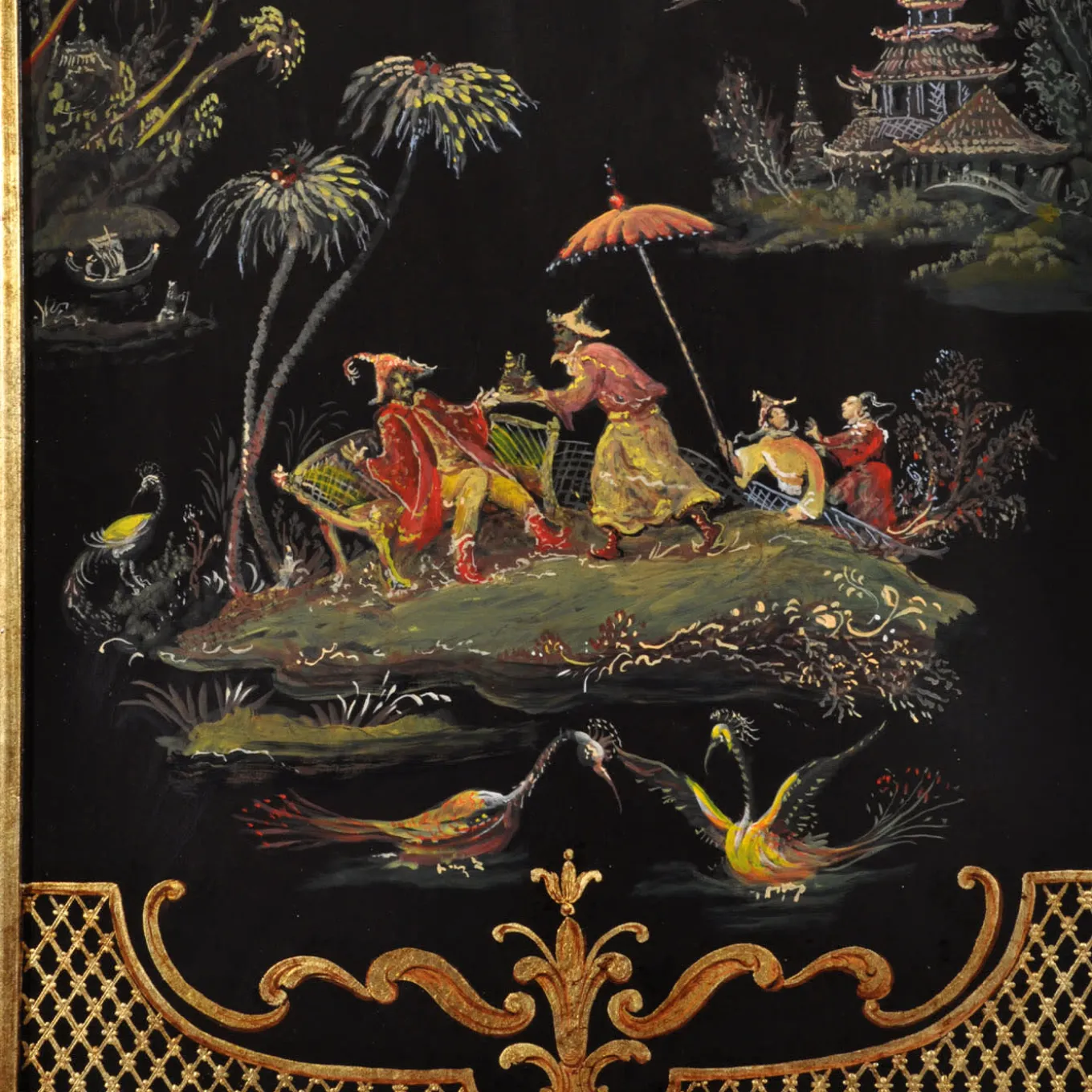 Secretaire nero stile veneziano Venezia '700 Chinoiserie