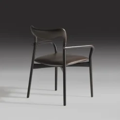 Sedia Achille in pelle scura