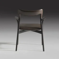 Sedia Achille in pelle scura