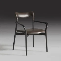 Sedia Achille in pelle scura