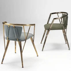 Sedia Atlantis in Metallo Lucidato Oro Antico