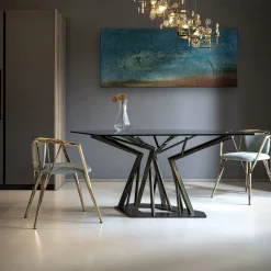 Sedia Atlantis in Metallo Lucidato Oro Antico