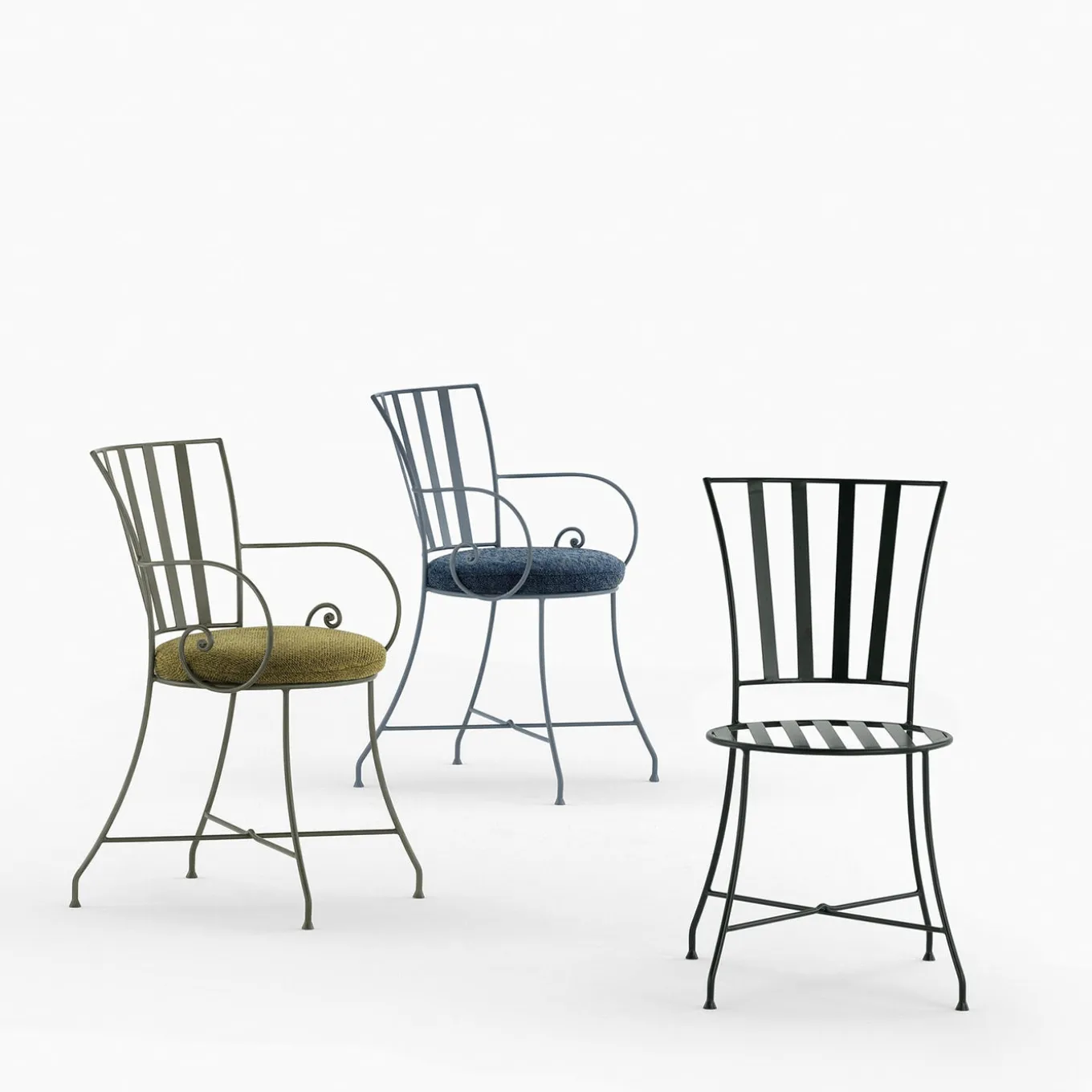 Sedia Attonita in ferro battuto verde bosco