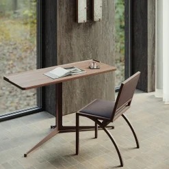 Sedia Cylindre in ferro con finitura bronzo e pelle