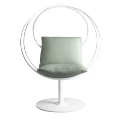 Sedia da esterno ovale Clara Egg in acciaio bianco