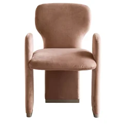 Sedia da pranzo Frida in velluto rosa