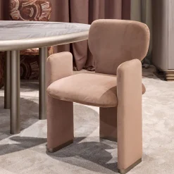 Sedia da pranzo Frida in velluto rosa