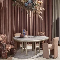 Sedia da pranzo Frida in velluto rosa