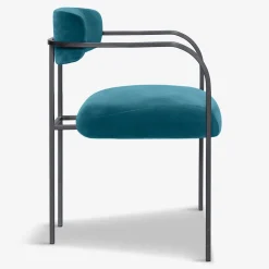 Sedia da pranzo Rebecca Bio in velluto verde bluastro