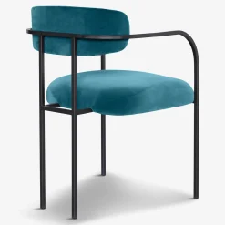 Sedia da pranzo Rebecca Bio in velluto verde bluastro
