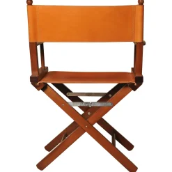 Sedia da regista in pelle cognac