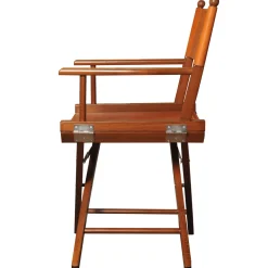 Sedia da regista in pelle cognac